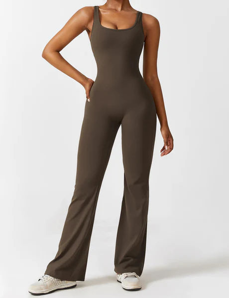 V-Back Jumpsuit Coffee