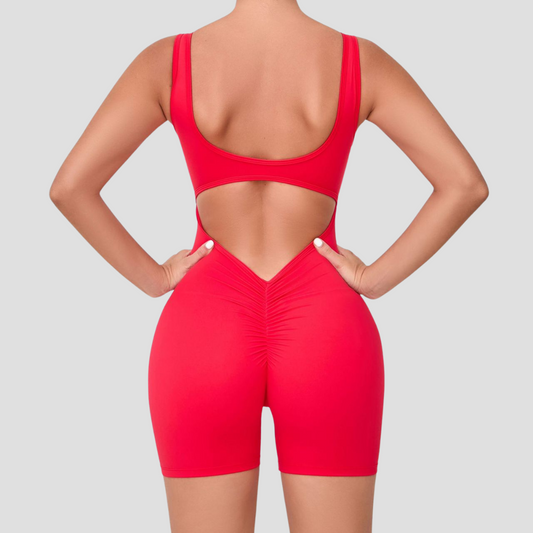 V-Back romper Red