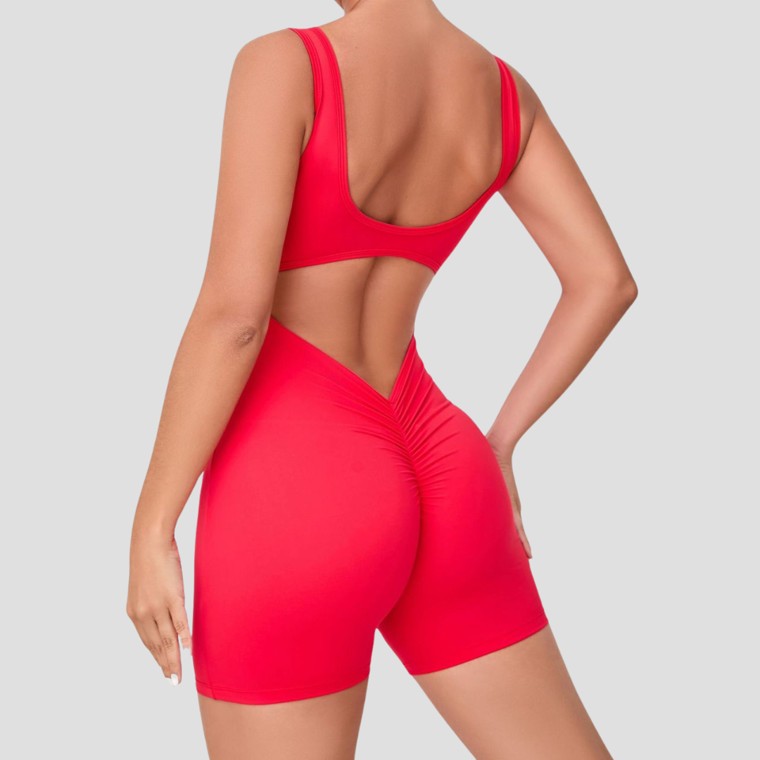 V-Back romper Red