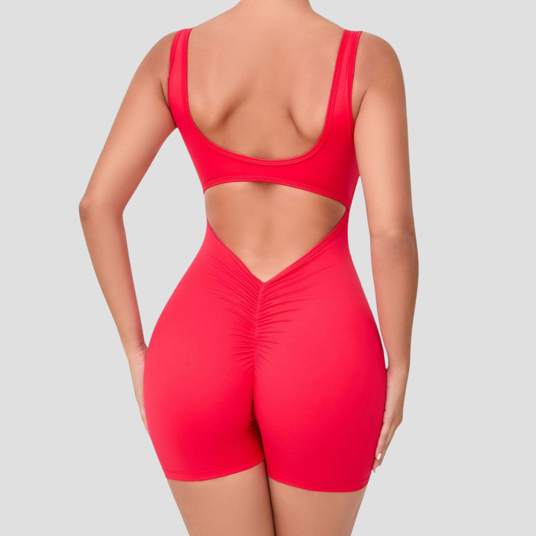 V-Back romper Red