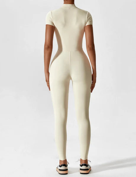 Zipper Jumpsuit Beige