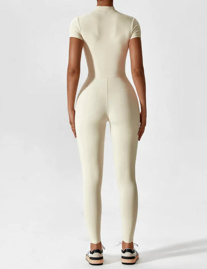 Zipper Jumpsuit Beige