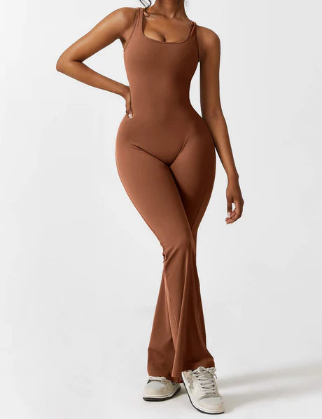 V-Back Jumpsuit Caramel