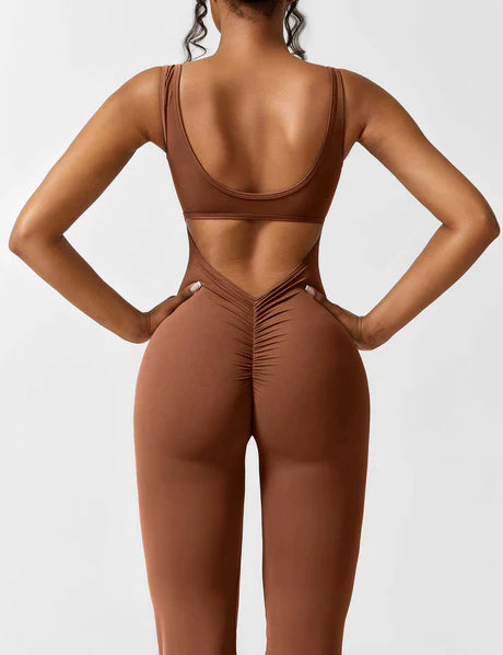 V-Back Jumpsuit Caramel