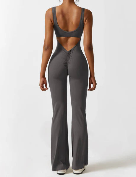 V-Back Jumpsuit Grey
