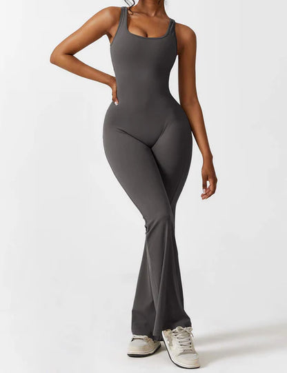 V-Back Jumpsuit Grey