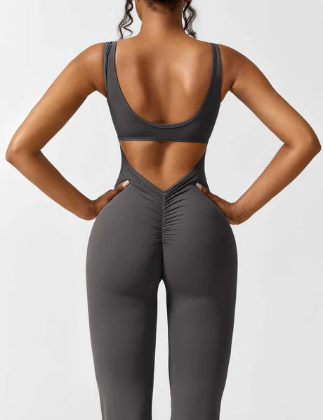 V-Back Jumpsuit Grey