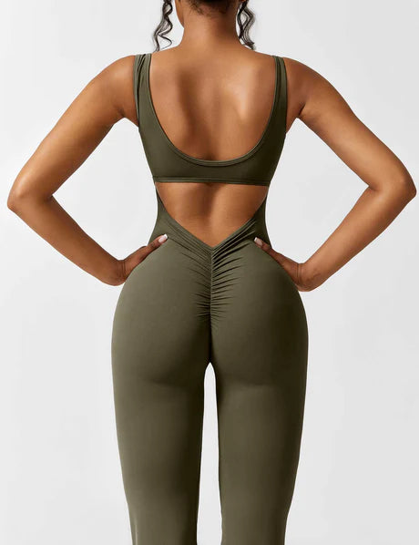 V-Back Jumpsuit Olive