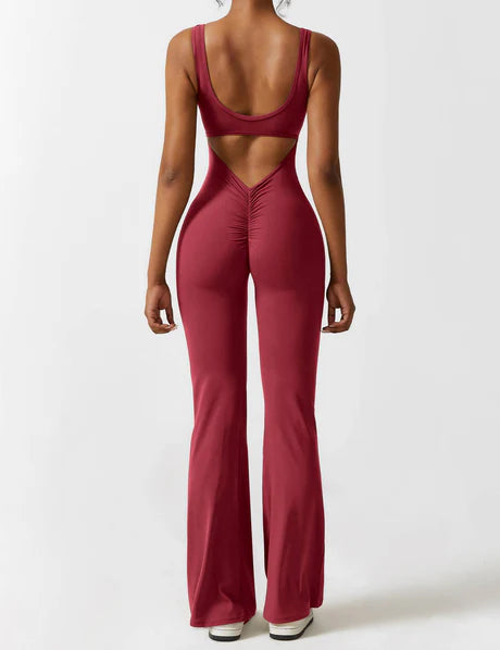 V-Back Jumpsuit Wine