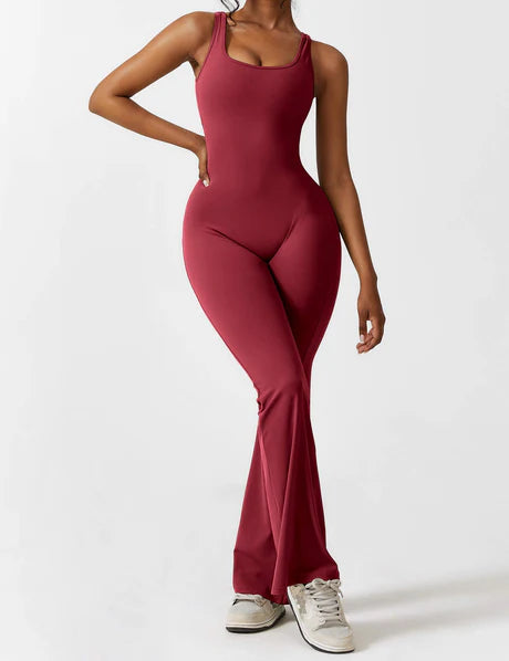 V-Back Jumpsuit Wine