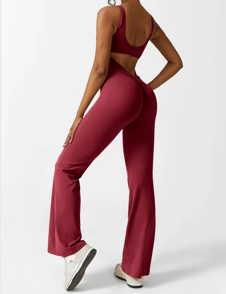 V-Back Jumpsuit Wine