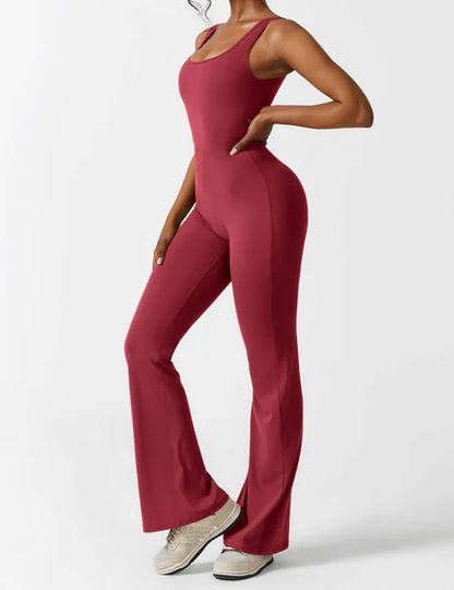V-Back Jumpsuit Wine