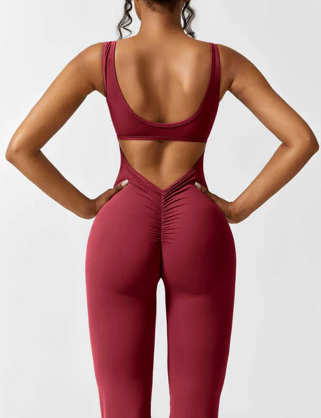 V-Back Jumpsuit Wine