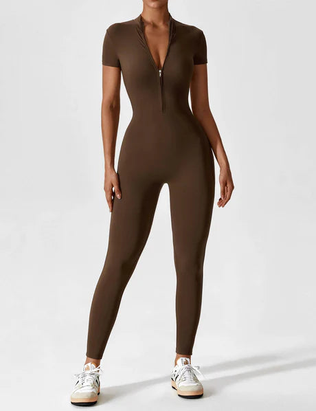 Zipper Jumpsuit Coffe
