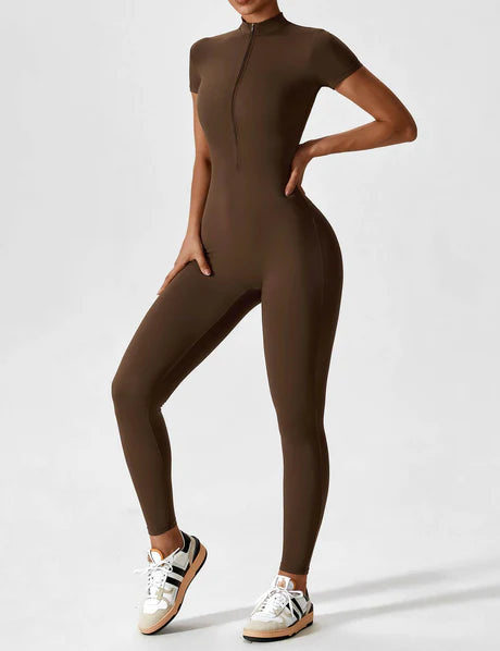 Zipper Jumpsuit Coffe