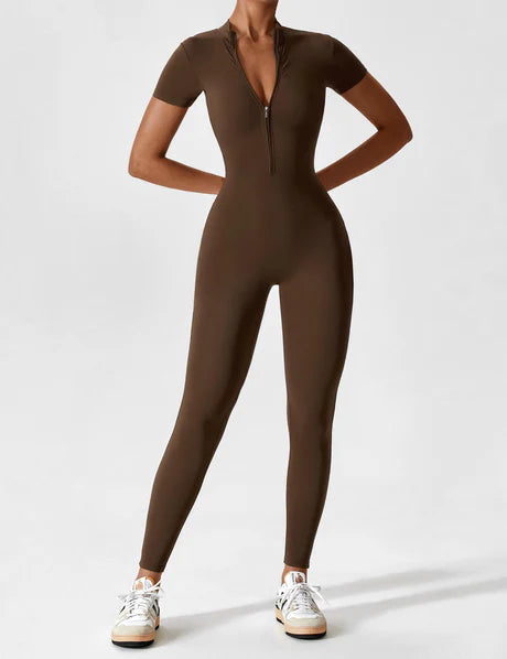Zipper Jumpsuit Coffe