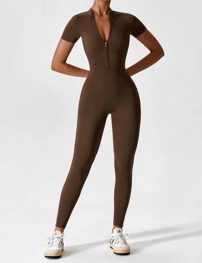 Zipper Jumpsuit Coffe