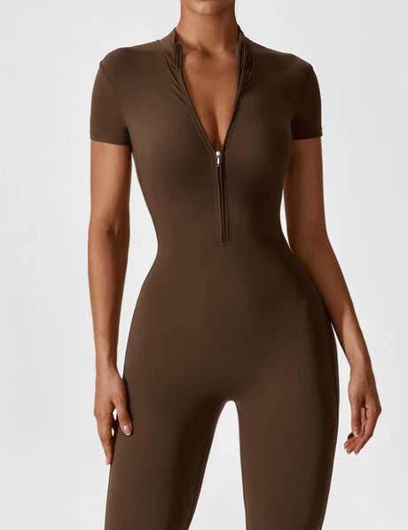 Zipper Jumpsuit Coffe